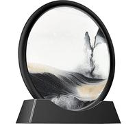 TKTM Sable rond en mouvement liquide - Jouet sensoriel pour anxiété - Jouet de relaxation pour le TDAH - Décoration de maison et de bureau (noir, 17,8 cm)