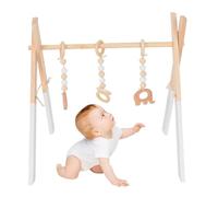 Tktouci 1 Set Arche Eveil Bebe Bois Pliable | Gymnastique Pliable | Gymnase D'Activités | avec 3 Jouets De Saisie en Bois | Toys De Développement Précoce pour La Salle des Crèches, Chambre, Salon