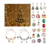Tktouci Bracelet Du Calendrier De L'Avent Avec Charmes - Compte à Rebours de 24 Jours de Fabrication de Bijoux,Bracelets À Perles Et Charmes - Pour Ados Femmes Filles Adultes
