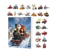 Tktouci Calendrier de l'Avent Noël,Compte à Rebours 24 Jours avec Ornements Sapin - Décorations Cartoon 2D en Acrylique pour Adultes Sac à Dos Voiture Événement Fête