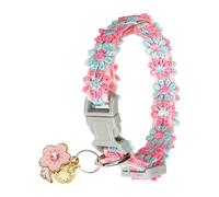 Tktouci Collier pour Chats,Mignon Doux Broderie Florale Laisse Ajustable avec Une Clochette,Collier pour Chatte | pour Maison Arrière-Cour Intérieur Extérieur Voyage Printemps Jardin Été
