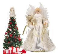Tktouci Décoration de sapin de Noël avec ailes blanches pour décoration de Noël