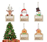 Tktouci Porte-Billets de Noël - 5 Pièces Décorations Pendentifs en Bois pour Les Fêtes | Décorations de Sapin de Noël | pour et Adultes Maison Chambre Salon Échanges Entre Amis Réunions Familiales