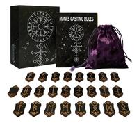 Tktouci Runes pour débutants | Ensemble de runes en bois avec guide (français non garanti) | Outil de méditation avec symbole énergétique, accessoires de mythologie pour camping, voyage, école