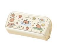 Tktouci Trousse Cartoon Capybara | Pochette Renforcée pour Stylos,Pochette Double Compartiment pour Scolaires Bureau Extérieur Transport Quotidien Sac À Dos Bureau