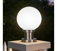 TkTsjtle Lampadaire extérieur globe de 7,8 pouces, lampe pilier sphérique en acrylique avec base en acier inoxydable, étanche IP65, fixation sur pilier, éclairage extérieur moderne pour terrasse