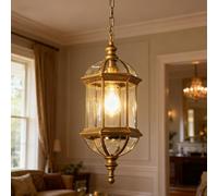 TkTsjtle Suspension d'extérieur vintage simple, lustre de plafond réglable en hauteur, en aluminium, luminaire encastré avec douille E26 et verre transparent pour porte d'entrée de maison.