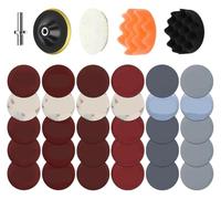 TKUONE Kit de réparation et restauration phares, disque polissage for voiture, 3 pouces, 75 mm, éponge cirage automatique, tampon ponçage avec papier verre les détails la