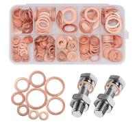 Tkxjry 200 Pièces Cuivre Rondelles Metal, 9 Tailles Joints en Cuivre, pour Moteur de Bateau de Voiture(avec Boîte M5 M6 M8 M10 M12 M14)