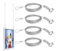 Tkxjry 4 Pièces Câble Photo Câble Acier, 2m × 1,5 mm Corde à Suspendre Photo en Acier, Câble Métallique Réglable Fil Suspension, pour Cadre Photo Vêtements Rideaux Lumières