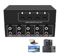 Tkxjry Commutateur Audio bidirectionnel, Commutateur Audio 4 en 1, Commutateur Audio 3,5 mm Aux + RCA L/R, Sélecteur Audio Stéréo Bidirectionnel, Sélecteur Audio pour Casque et Haut Parleur