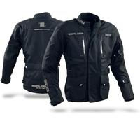 TLA EXPLORA LIGHT Veste moto avec protections homologuées CE doublure imperméable amovible, tailles jusqu'à 7XL homme, femme. Veste moto Enduro, Tourisme, Aventure, demi-saison (Noir, 5XL)