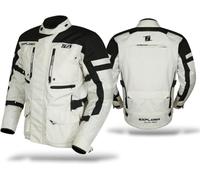 TLA EXPLORA LIGHT Veste moto avec protections homologuées CE classe A, doublure imperméable amovible, tailles jusqu'à 7XL homme, femme. Veste moto Enduro, Tourisme, Aventure, demi-saison (Gris, 4XL)
