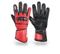 TLA NOX Gants de Moto en Cuir homologués CE avec Protections des articulations, Unisexes, Manchettes Courtes, pour Scooter, 2 Saisons, Respirants, Protection Contre Les Chocs_Rosso_XL