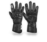 TLA NOX Gants de Moto en Cuir homologués CE avec Protections des articulations, Unisexes, Manchettes Courtes, pour Scooter, 2 Saisons, Respirants, Protection Contre Les Chocs_Nero_L