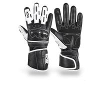 TLA NOX Gants de Moto en Cuir homologués CE avec Protections des articulations, Unisexes, Manchettes Courtes, pour Scooter, 2 Saisons, Respirants, Protection Contre Les Chocs_Bianco_L
