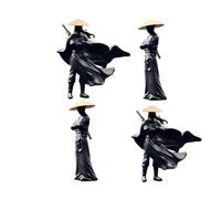 Tlarsun Lot de 4 figurines Swordsman pour intérieur de voiture, poupée, chevalier, écran d'ordinateur, décoration de bureau, chevalier chinois, kung fu, petits ornements rocheux, eau, terre, bonsaï,