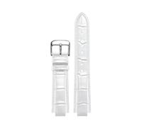 TLCBAZCF Bracelet Convexe en Cuir Compatible avec Les Montres Tisso-t T-Lady TXL 1853 T061717A/T0613/T0615 for Hommes et Femmes(White D Silver,24mm)