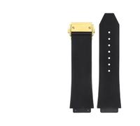 TLCBAZCF Bracelet de montre compatible avec HUBLOT BIG BANG, en silicone, 26 x 19 mm, for homme.(Black gold buckle)
