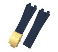 TLCBAZCF Bracelet de montre en caoutchouc de silicone 26 mm compatible avec les montres sport Ulysse Nardin, noir, bleu, marron, boucle déployante en métal(Blue-Gold Buckle)
