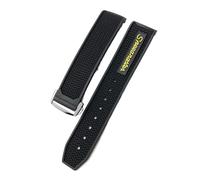 TLCBAZCF Bracelet de montre en caoutchouc naturel 22 mm, Compatible avec Omega Speedmaster Seamaster 300, en Silicone souple Moonwatch S, bracelet de montre for hommes(Black yellow,22mm No clasp)
