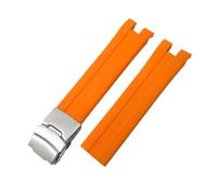 TLCBAZCF Bracelet de montre en caoutchouc silicone 21 mm compatible avec Tissot T076 T-Race T-Sport T076417, noir, rouge, orange, boucle déployante(Orange-Silver)