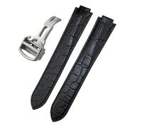 TLCBAZCF Bracelet de montre en cuir crocodile 14 mm, 16 mm, 18 mm, 20 mm, 22 mm, compatible avec les bracelets de montre Cartier Ballon Bleu, noir et marron(Black-Silver,20mm)