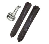 TLCBAZCF Bracelet de montre en cuir crocodile 14 mm, 16 mm, 18 mm, 20 mm, 22 mm, compatible avec les bracelets de montre Cartier Ballon Bleu, noir et marron(Brown-Silver,16mm)