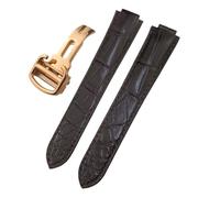 TLCBAZCF Bracelet de montre en cuir crocodile 14 mm, 16 mm, 18 mm, 20 mm, 22 mm, compatible avec les bracelets de montre Cartier Ballon Bleu, noir et marron(Brown-Rose,22mm)