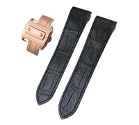 TLCBAZCF Bracelet de montre en cuir Crocodile, 20mm 23mm, Compatible avec Cartier Sandoz Santos 100, Bracelet de montre en Alligator véritable, noir et marron(Black-Rose,23mm)