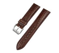 TLCBAZCF Bracelet de montre en cuir de Crocodile, 19mm, 20mm, 21mm, 22mm, Compatible avec les outils de bracelet de montre souple de la série Longines jaeger-lecoultre(Brown-Silver,19mm)