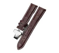 TLCBAZCF Bracelet de montre en cuir de vachette compatible avec les bracelets Certina MIDO, Tissot, Longines et Omega de 14 mm, 16 mm, 18 mm, 19 mm, 20 mm, 21 mm et 22 mm(Brown white fold,14mm)