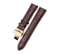 TLCBAZCF Bracelet de montre en cuir de vachette compatible avec les bracelets Certina MIDO, Tissot, Longines et Omega de 14 mm, 16 mm, 18 mm, 19 mm, 20 mm, 21 mm et 22 mm(Brown brown ROSE,19mm)