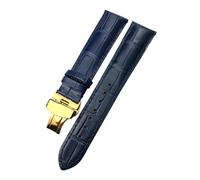 TLCBAZCF Bracelet de montre en cuir de vachette compatible avec les bracelets Certina MIDO, Tissot, Longines et Omega de 14 mm, 16 mm, 18 mm, 19 mm, 20 mm, 21 mm et 22 mm(Blue GOLD,18mm)