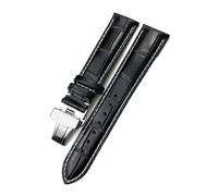 TLCBAZCF Bracelet de montre en cuir de vachette compatible avec les bracelets Certina MIDO, Tissot, Longines et Omega de 14 mm, 16 mm, 18 mm, 19 mm, 20 mm, 21 mm et 22 mm(Black white fold,20mm)