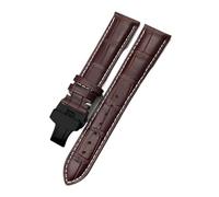 TLCBAZCF Bracelet de montre en cuir de vachette compatible avec les bracelets Certina MIDO, Tissot, Longines et Omega de 14 mm, 16 mm, 18 mm, 19 mm, 20 mm, 21 mm et 22 mm(Brown white BLACK,22mm)
