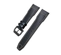 TLCBAZCF Bracelet de montre en cuir de veau 20 mm 21 mm 22 mm compatible avec les montres d'aviateur IWC série Mark 18 for hommes Bracelet de montre à boucle pliante(Black white-Black,20mm)