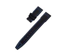 TLCBAZCF Bracelet de montre en cuir et nylon 20 mm 21 mm 22 mm compatible avec IWC Pilot PORTOFINO IW3777 Spitfire Top en toile de vachette(Black Blu,20mm)