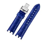TLCBAZCF Bracelet de montre en cuir for hommes, Compatible avec la série Versace V-RACECHRONO GMT, Double Concave, Interface convexe, 24mm(Royal blue silver)