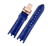 TLCBAZCF Bracelet de montre en cuir for hommes, Compatible avec la série Versace V-RACECHRONO GMT, Double Concave, Interface convexe, 24mm(Royal blue Rose)