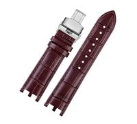TLCBAZCF Bracelet de montre en cuir for hommes, Compatible avec la série Versace V-RACECHRONO GMT, Double Concave, Interface convexe, 24mm(Brown silver)