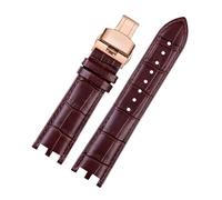 TLCBAZCF Bracelet de montre en cuir for hommes, Compatible avec la série Versace V-RACECHRONO GMT, Double Concave, Interface convexe, 24mm(Brown Rose gold)