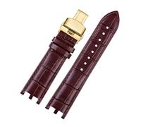 TLCBAZCF Bracelet de montre en cuir for hommes, Compatible avec la série Versace V-RACECHRONO GMT, Double Concave, Interface convexe, 24mm(Brown gold)