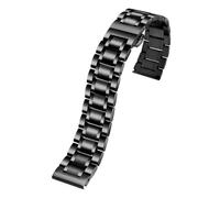 TLCBAZCF Bracelet de montre en métal à extrémités incurvées, compatible avec Timex, Citizen et Armani. Bracelet en acier mat.(Black,22mm)