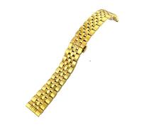 TLCBAZCF Bracelet de montre incurvé en acier inoxydable à six perles, compatible avec Tudor, Tissot, Longines, argent, or rose, noir(Gold,14mm)