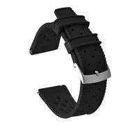 TLCBAZCF Bracelet en caoutchouc FKM 18/19/20/21/22/23/24 mm compatible avec le bracelet Fossil compatible avec le remplacement de l'élastique à dégagement rapide Oris(Black-Silver Buckle,24mm)