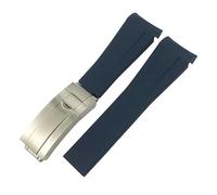 TLCBAZCF Bracelet en caoutchouc silicone à extrémités incurvées compatible avec les montres Rolex Daytona/GMT 18-22 mm, bracelet de montre outil classique for homme(Blue,22mm)