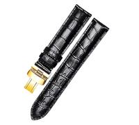 TLCBAZCF Bracelet en Cuir Compatible avec Tissot Le Locle T41 T006 PRC200, Bracelet de Montre 1853 for Homme(Black Gold Clasp,19mm)