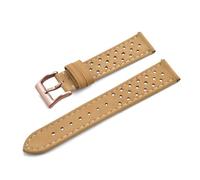 TLCBAZCF Bracelet en cuir Vintage Compatible avec le bracelet respirant en cuir de vache souple Omega 18mm 20mm 22mm(Khaki-Rose Gold,22mm)