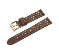 TLCBAZCF Bracelet en cuir Vintage Compatible avec le bracelet respirant en cuir de vache souple Omega 18mm 20mm 22mm(Brown-Gold,18mm)